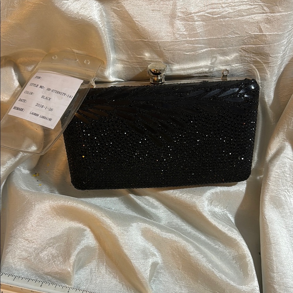 Elegant Black Beaded Clutch